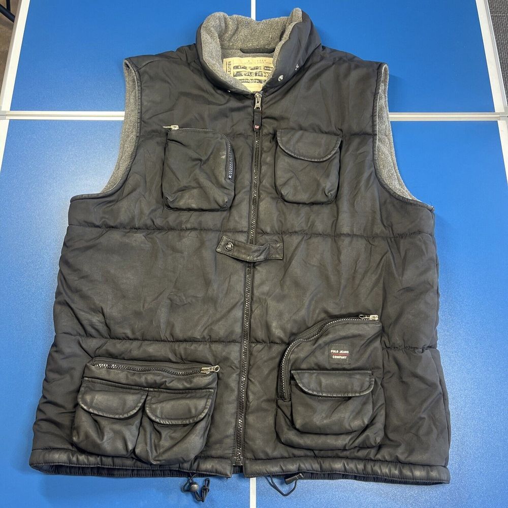 Vintage Men's Polo Ralph Lauren Multipocket Vest Black Size L Hong Kong